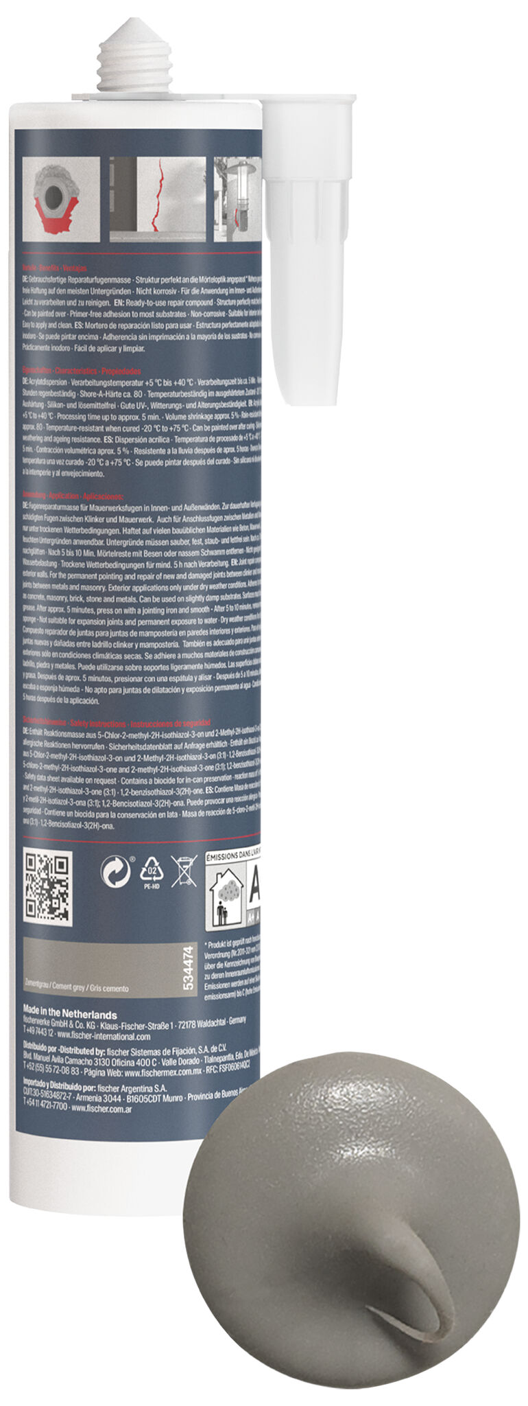 fischer joint repair mortar Repair AC cement grey 310 ml